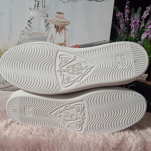 GUCCI Stripe Ace High Top miro soft leather Mens shoes white/multicolor size 10 - Picture 13 of 15